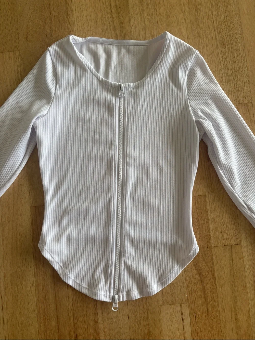 Alo Yoga White Ribbed Stardust Long Sleeve
